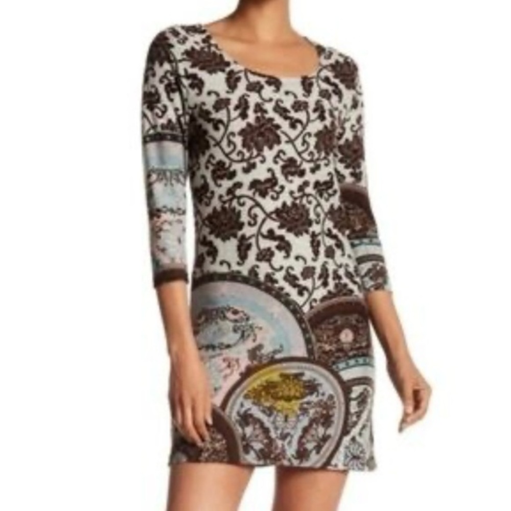 Papillon Knit Pullover Mandala Print Boho Dress NWT Sz M